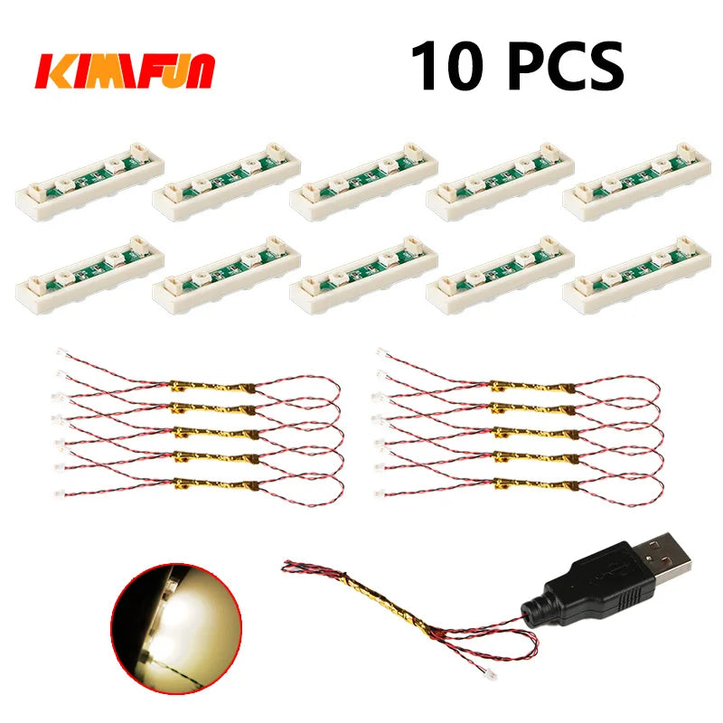 Professional RGB USB Lighting Kit for Building Blocks – 10 Pieces