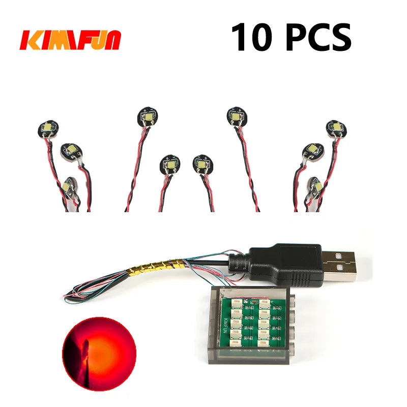 Professional RGB USB Lighting Kit for Building Blocks – 10 Pieces