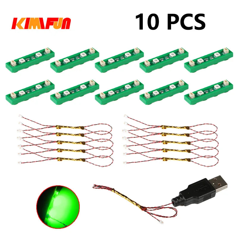 Professional RGB USB Lighting Kit for Building Blocks – 10 Pieces