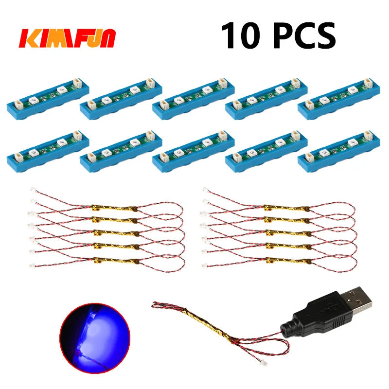 Professional RGB USB Lighting Kit for Building Blocks – 10 Pieces
