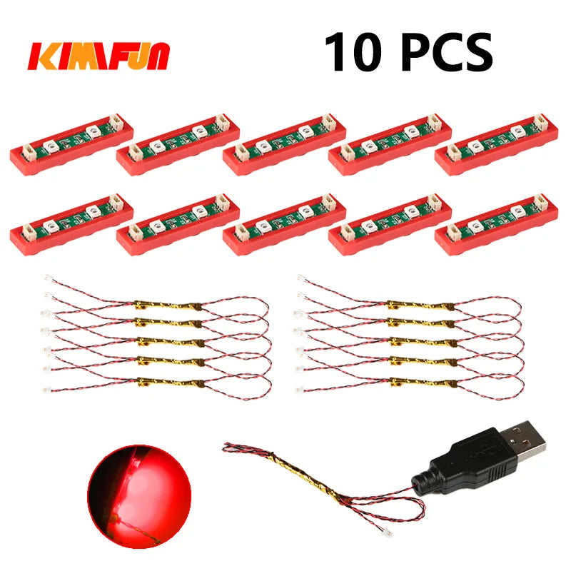Professional RGB USB Lighting Kit for Building Blocks – 10 Pieces