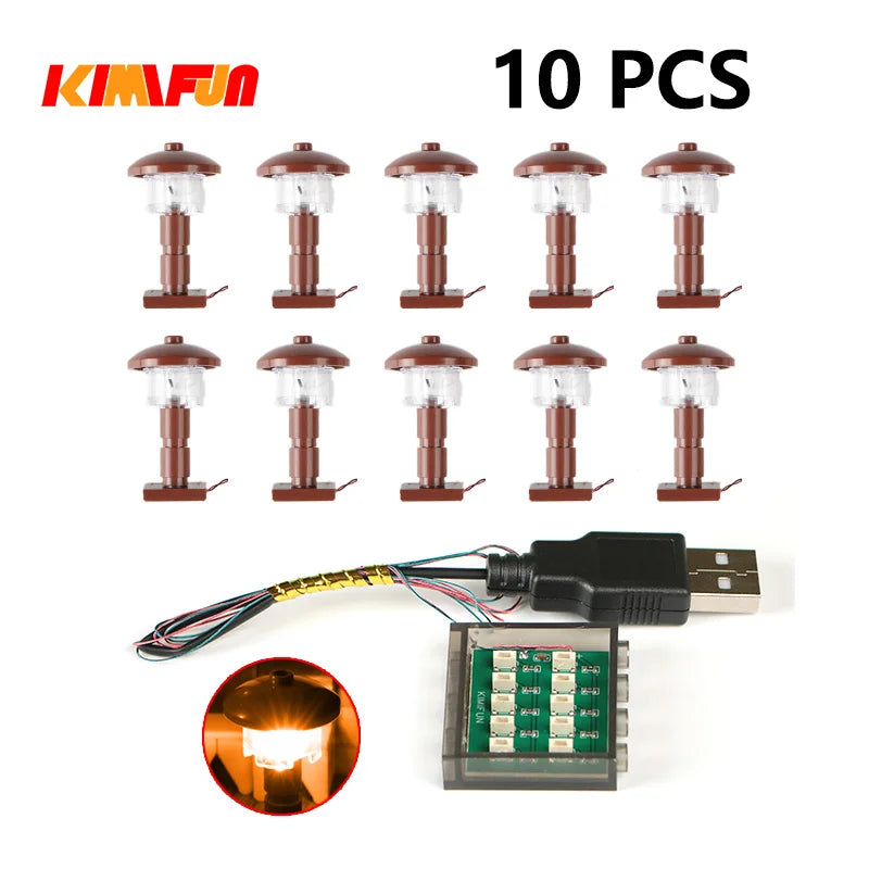 Professional RGB USB Lighting Kit for Building Blocks – 10 Pieces