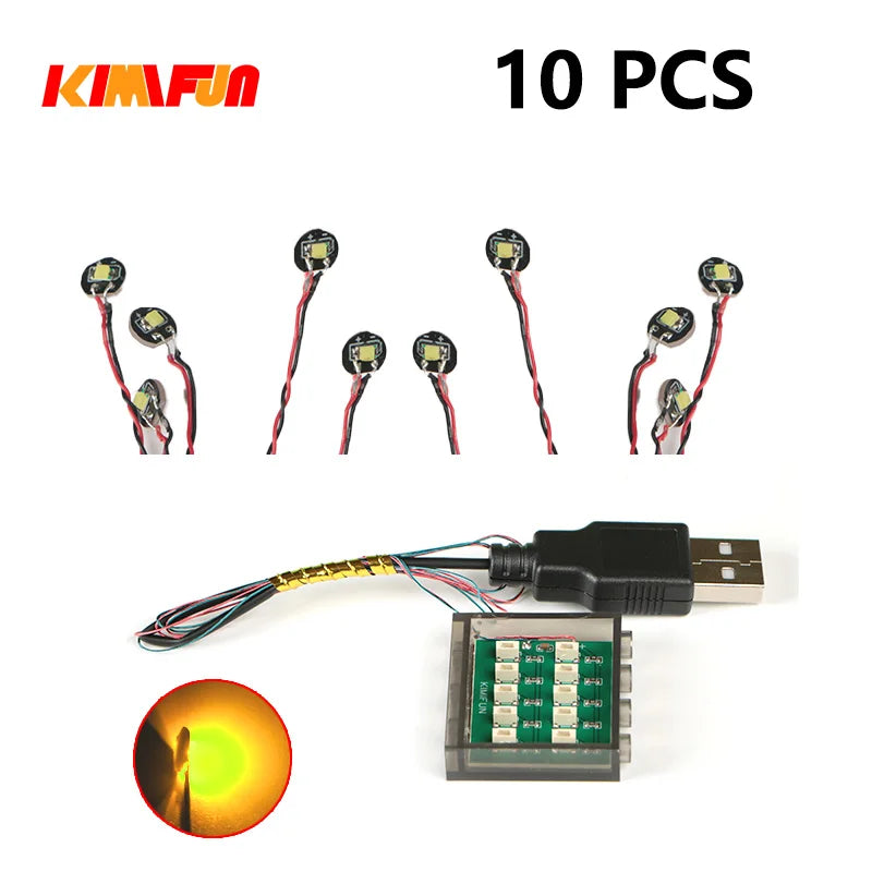 Professional RGB USB Lighting Kit for Building Blocks – 10 Pieces