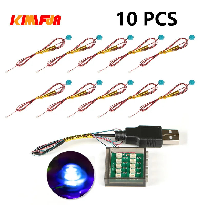 Professional RGB USB Lighting Kit for Building Blocks – 10 Pieces